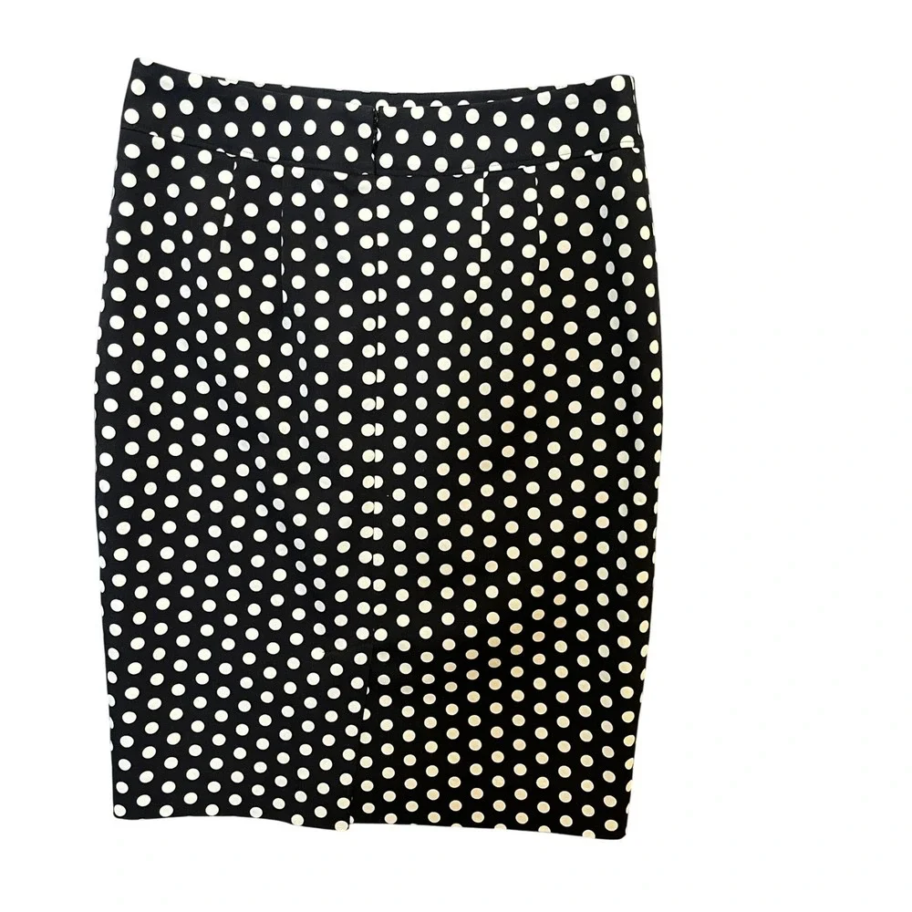 Loft Polka‎ Dot Pencil Skirt Womens 2 Black White Retro Pinup Rockabilly Office